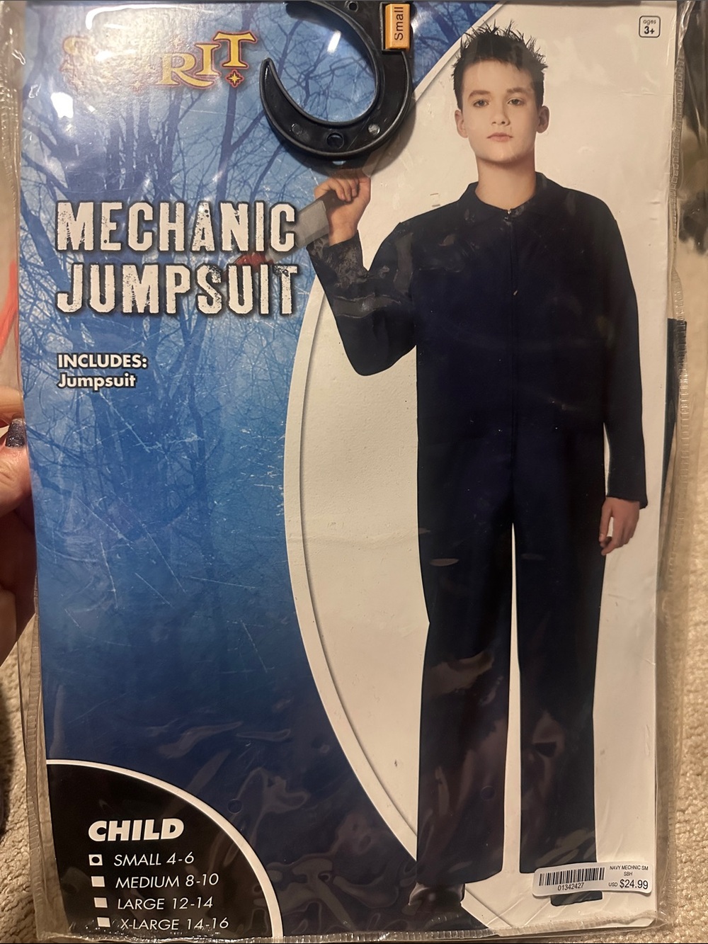 SPIRIT Mechanic Jumpsuit Halloween costume for kids size small- Navy Blue